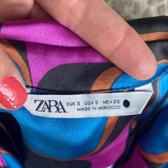 Zara Blue and Purple Geometric Maxi Dress - Picture 7 of 16